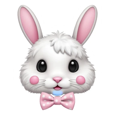 Fluffy rabbit with polka-dot bow tie sticker