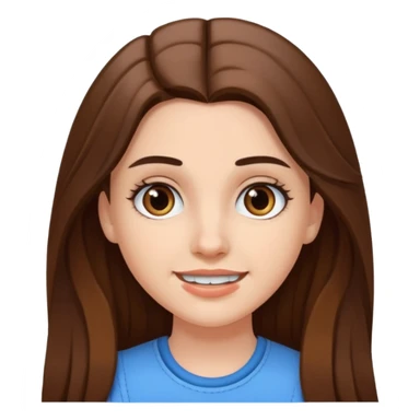 A pretty white girl with long brown hair dark eyebrows and braces sticker