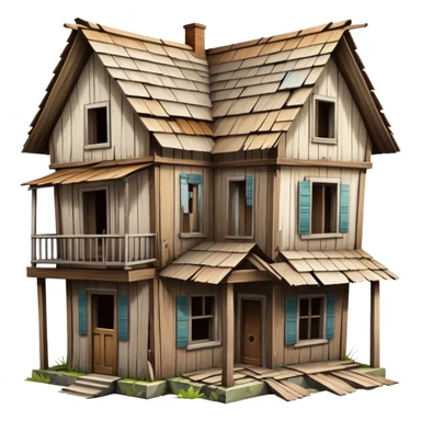 a house merged with a derelict house, split down the middle sticker