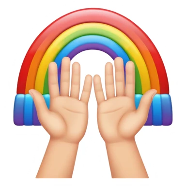rainbow between hands sticker