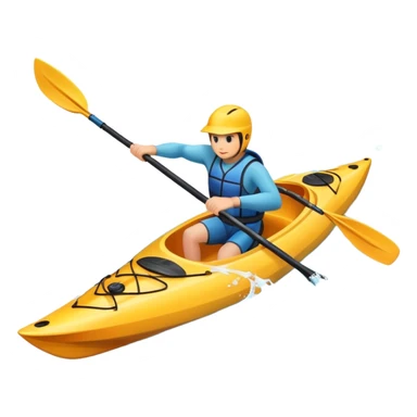 An icon showing a close-up of a sleek kayak with double-bladed paddles gliding through water. Splashes surround the boat as it cuts across a calm surface, symbolizing speed and focus. Transparent background emphasizes the dynamic and personal nature of kayak paddling. sticker