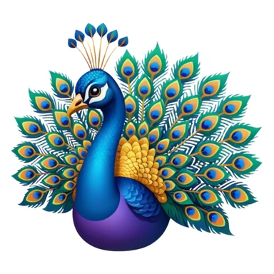 i want a peacock, multiple colors, relatively abstract, bright gradient. art deco style sticker