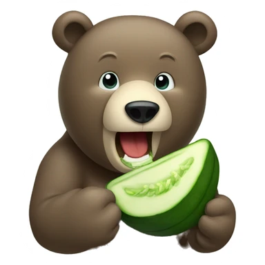 A bear eating cucumber sticker
