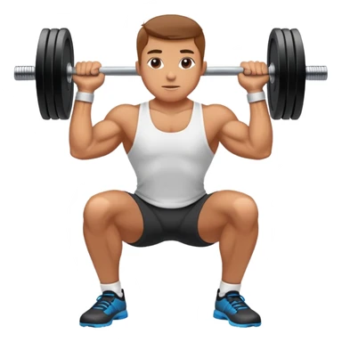 A person lifting weights in a well-equipped gym, focused and determined. The scene highlights muscle definition and strength, with exercise equipment like dumbbells and kettlebells nearby. The background is energetic, with bright lights and motivating colors, showcasing dedication and power. sticker