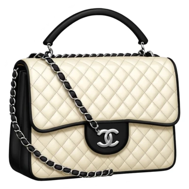 white tweed Chanel bag And black chain sticker