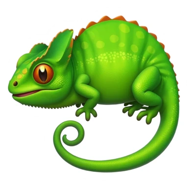 green chameleon looking at me, make it look like an emoji and standalone, with no branch sticker