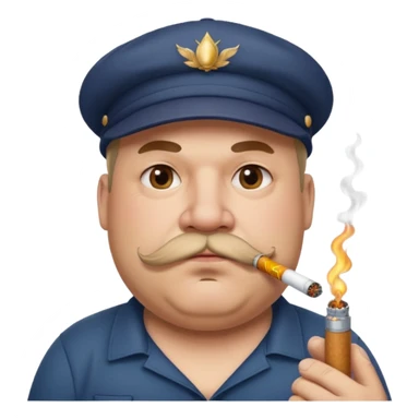a fat father with a cap and tattoos, a cigarette in his mouth, and a mustache. sticker