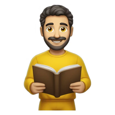 Armenian men with the yellow clothes reading book and looking at camera and smiling  sticker