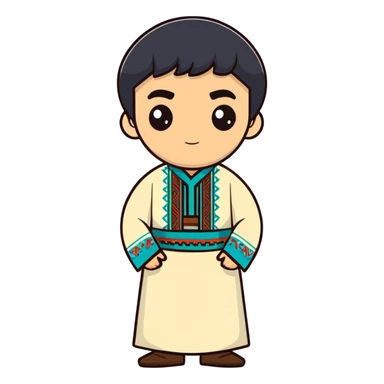 Man black hair and black eyes all body and uzbek wear sticker