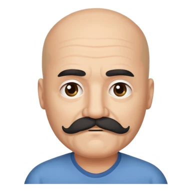 61 years old. Bald with dark hair on the sides. black thick moustache. White beard. saying sorry. where is the white beard sticker