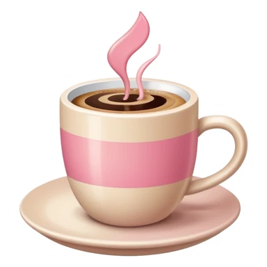 pastel beige and pink palette, lipstick a cup of coffee, a lipstick mark on the edge of the cup, soft grain texture, minimal flat design, no background, cozy pinterest vibe sticker