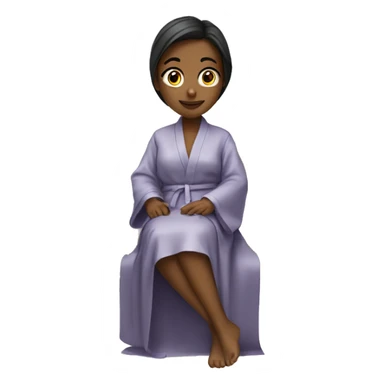 Girl in a robe sitting on desk facing me sticker