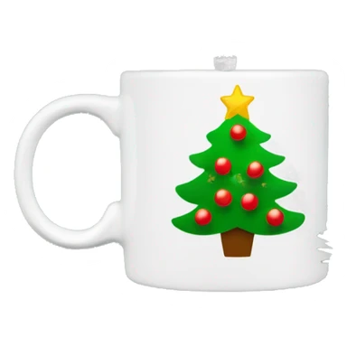 A Christmas tree with a coffee mug ornament on top sticker