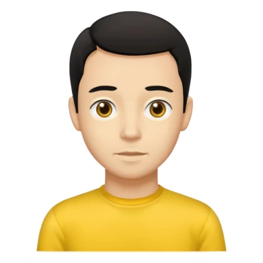 Sam Wiggle from the Wiggles with light skin, brown eyes, black hair, yellow skivvy shirt sticker