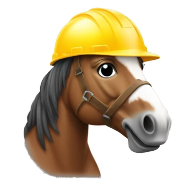 horse wearing a construction helmet sticker