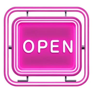 Pink sign in shop saying open sticker