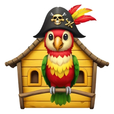frontal view of an only Flying pirat parrot with a pirat hut sticker
