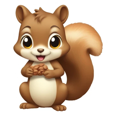 cute anime style : a nice squirrel who likes nuts sticker
