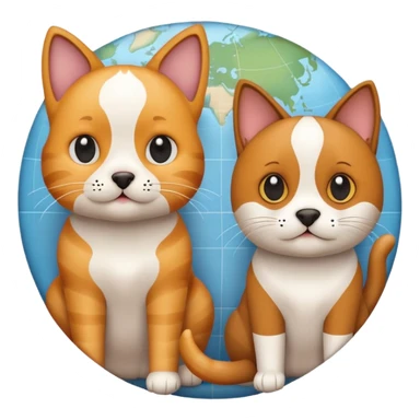 cat dog maps sticker