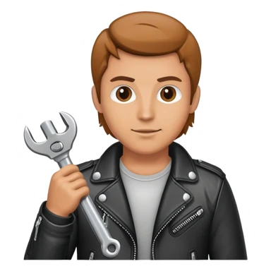 motorcyclist with a wrench sticker