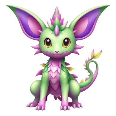 Shiny Exotic Cute Adorable Majestic Ethereal Sparkly Flygon-Espeon-Meganium-Shaymin-Hybrid-Creature with pattern-markings sticker