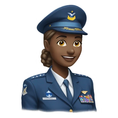 smiling woman portrait on white saluting in Air Force uniform sticker