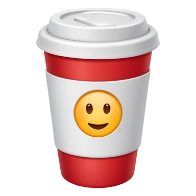 red plastic coffe with withe lid  sticker