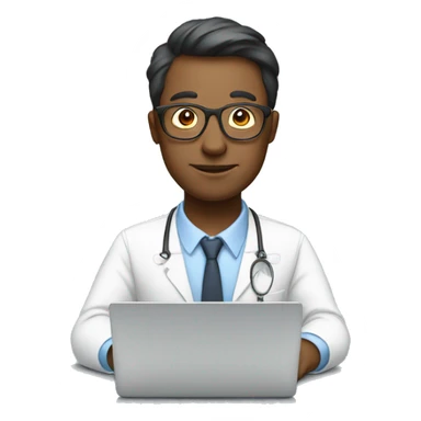 Smart expert with glasses working in laptop  sticker