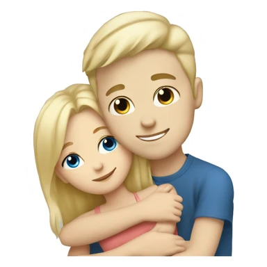 blonde girl cuddling with blonde boy blue eyed sticker