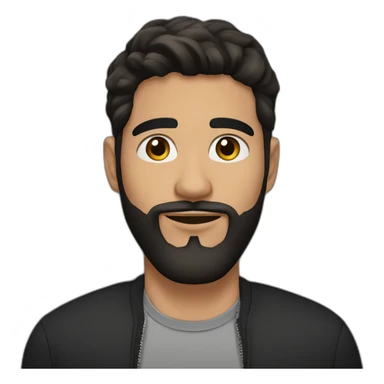 25 year old Hispanic man with a beard and thick eyebrows light skin, black shirt and side fades and a comb over with very dark brown eyes sticker