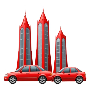Two towers gettting hit by a car sticker