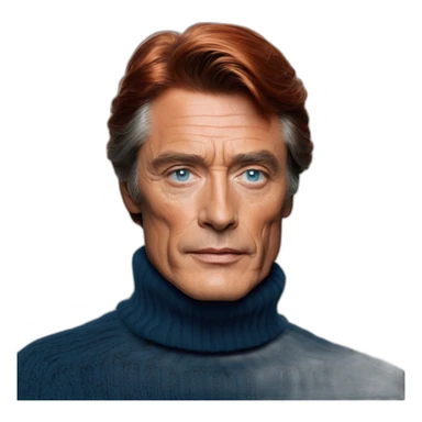 Alain delon red hair blue eyes turtleneck sweater cosy sticker