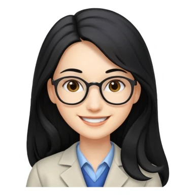 Profesora joven, sonrriente cabello negro y de pelo largo  sticker