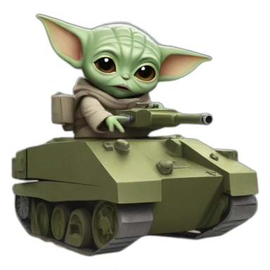 baby yoda shooting a tank sticker