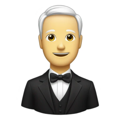 white tie and black suit, without head sticker