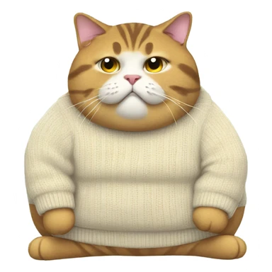 Fat cat in sweater sticker