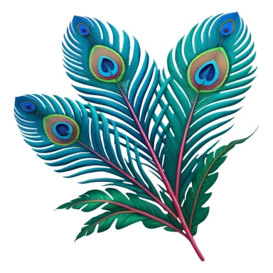 Unrealistic vivid, Futuristic colors, highly detailed, isolated 3D render, lush full soft appearance, Peacock Begonia feather sticker