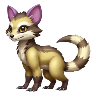 Sharp realistic Colorful translucent glowing Trico-Sergal-Furret-Ferret-Wolverine-Vernid-furry-fursona-fusion-Fakemon-animal-hybrid-creature, full body sticker