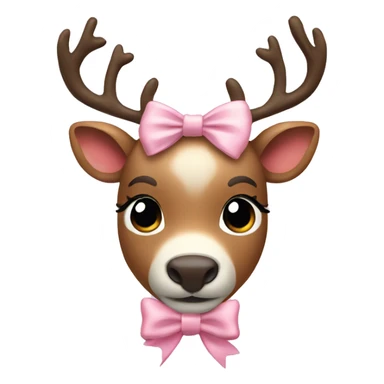 A reindeer wearing a light pink bow  sticker