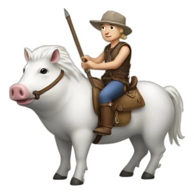 White hog rider sticker