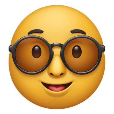 a round yellow circular emoji wearing cool sunglasses with a cocky face sticker