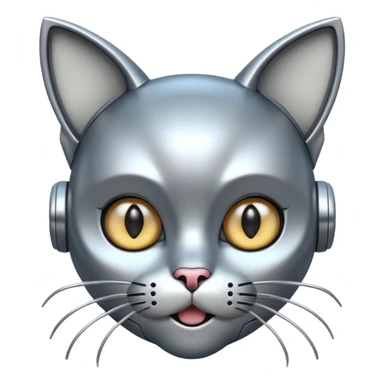 robot looking surprised with cat ears and looks funny sticker