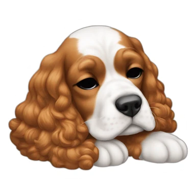 American cocker red and white, sleeping sticker