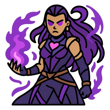 Add a glowing eye to blind enemies with a color scheme of black and purple accents, keep the background transparent. sticker