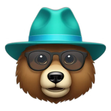 Cara de oso marrón con lentes de sol y sombrero  sticker