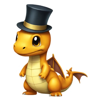 Dragonite wearing a top hat sticker