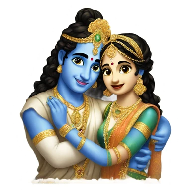 Handsome Krishna with Radha wallpaper sticker