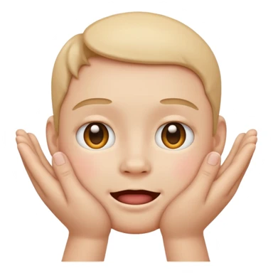 squish face emoji, face pressed between hands, adorable sticker