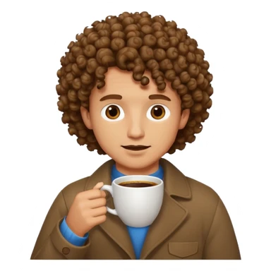 curly man drink coffe sticker
