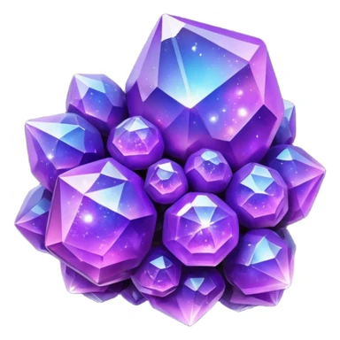 glossy purple glass nebula crystal clusters sticker